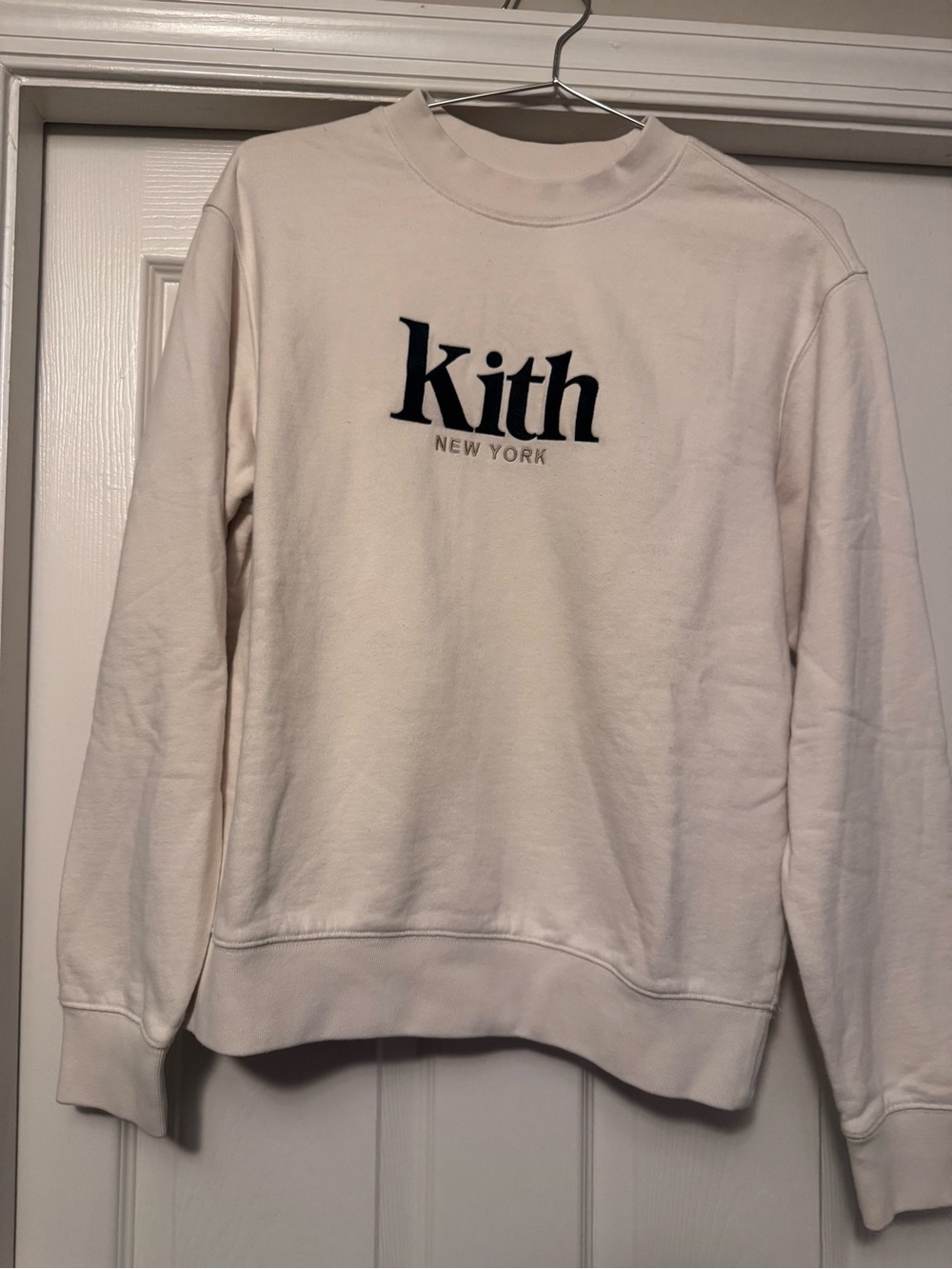 Kith Men's Cream Crewneck with Black Logo